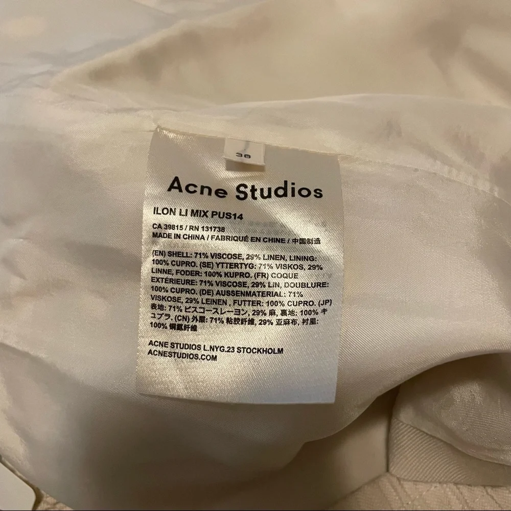 Acne Studios Asymmetrical Linen Cream Mini Skirt